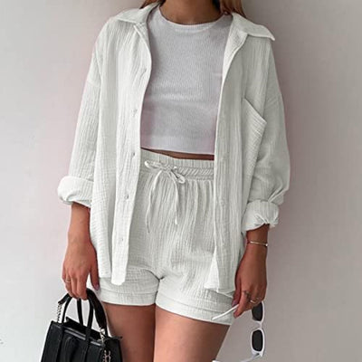 Adélie™ | Ensemble 2 pièces chemise et short en coton